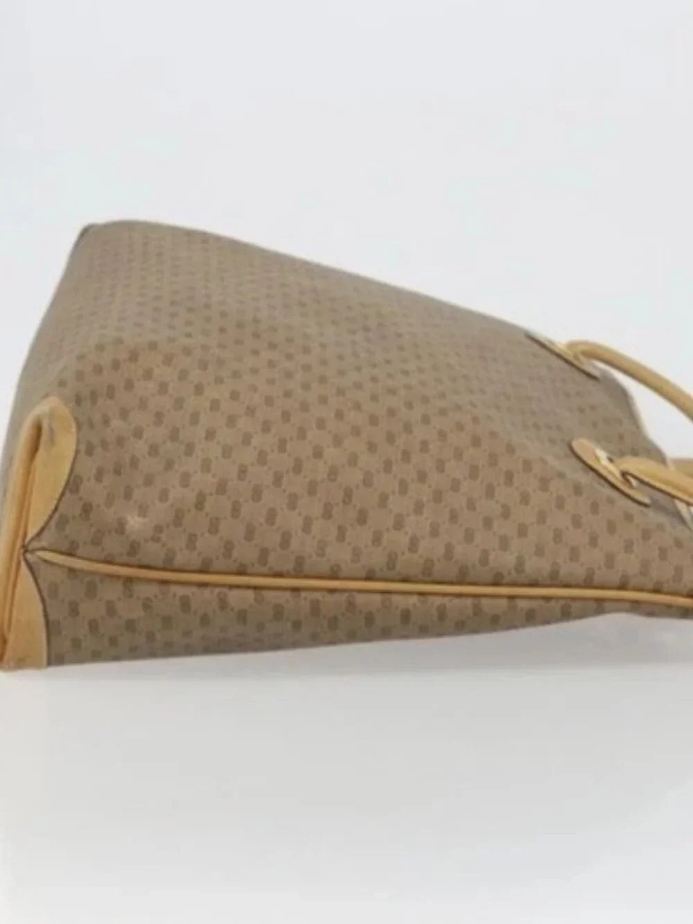 GUCCI Micro GG Supreme Tote Bag PVC Beige Gold 02 39 4868 Auth ep14936